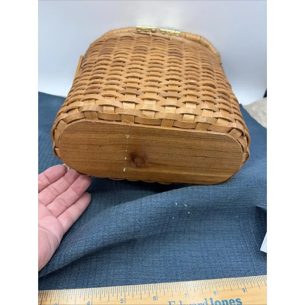 Hand Woven Lidded Basket With Brass Hardware Perfect For Binoculars